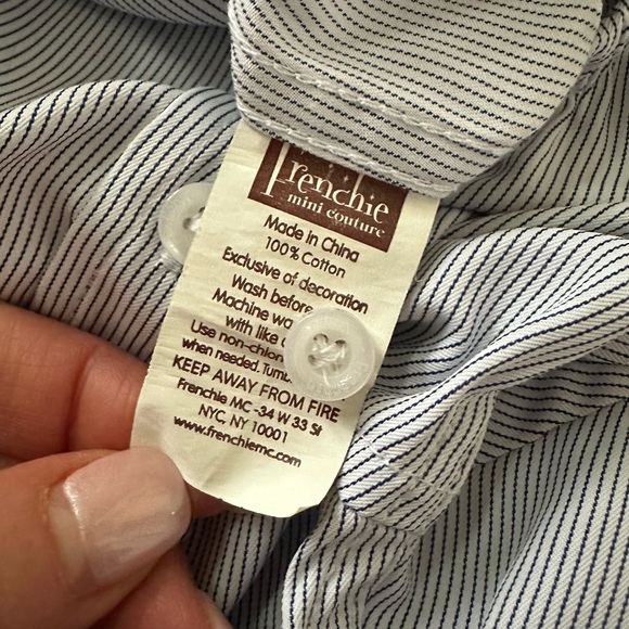 Frenchie Mini Couture striped button down onesie bodysuit, size 18M - Picture 6 of 6